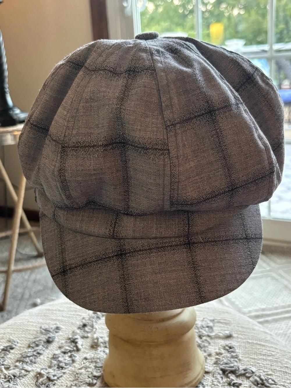 Gray Plaid Newsboy Cap
